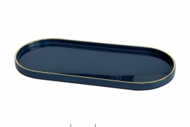 Blue lacquer tray with yellow border 26*11*H1cm